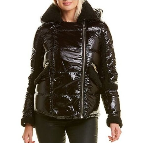 NWT Nicole Benisti GEILO MIXED MEDIA BIKER JACKET Size large - Picture 3 of 16